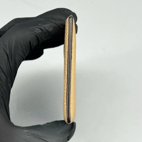 Celine Tricolor Pebbled Leather Card Holder Beige Red Wallet - Picture 3 of 4